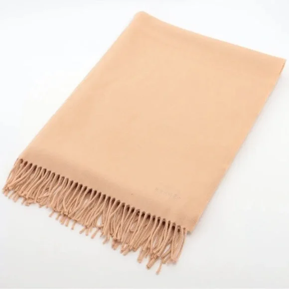 Hermes Logo Embroidered Cashmere Scarf Apricot - Picture 1 of 3